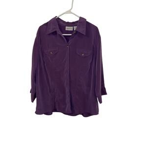 purple Apparenza button-front altered shirt with chest pockets. XL
